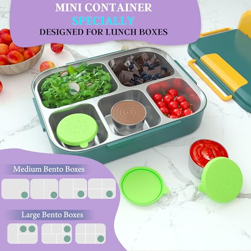 Image of Qukaka 1.6 oz Stainless Steel Salad Dressing Containers with Lids, 6 Pack