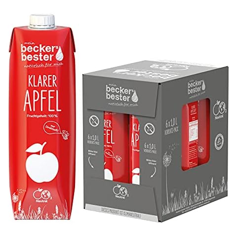 beckers bester Klarer Apfel - 6er Pack - Apfelsaft- 100% natürlicher Direktsaft - Co2-neutral hergestellt - Vegan - Ohne Zuckerzusatz - Ohne Gentechnik - Laktosefrei Cover