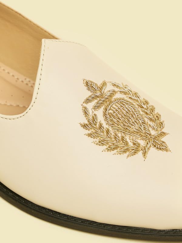 Image of Manyavar Men's Self Embroidered Loafers Style Shoes| Ethnic Juttis and Mojaris