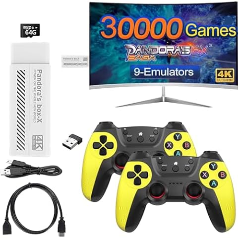 Leencum 30000+ Games, Retro Game Console, Handheld Console, Plug and Play Video Game Stick, Retro Play Retro Game Stick 9 emulators, 4K HDMI Output, Premium Dual Competitive Level Dual Controllers Cover