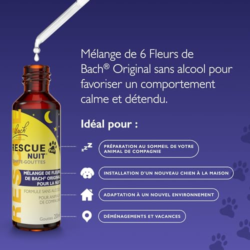 RESCUE Night Pets – Tropfzähler – Ruhe für Tiere – ideal für Reisen, Fellpflege, Lärm – Vegan & ohne Alkohol – 20 ml