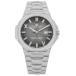 LOUIS XVI Renaissance 1622 – Ø 40 mm – Herren Uhr – Wasserdicht – Saphirglas – Armband Silber – Iced Out CZ-Diamanten – Zifferblatt Grau – CH Quarzwerk