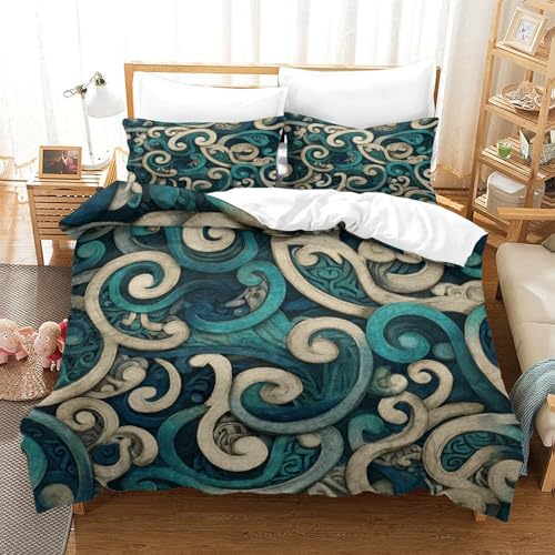 Housse de couette 3 pièces ornementale 3D pour lit double 2 places