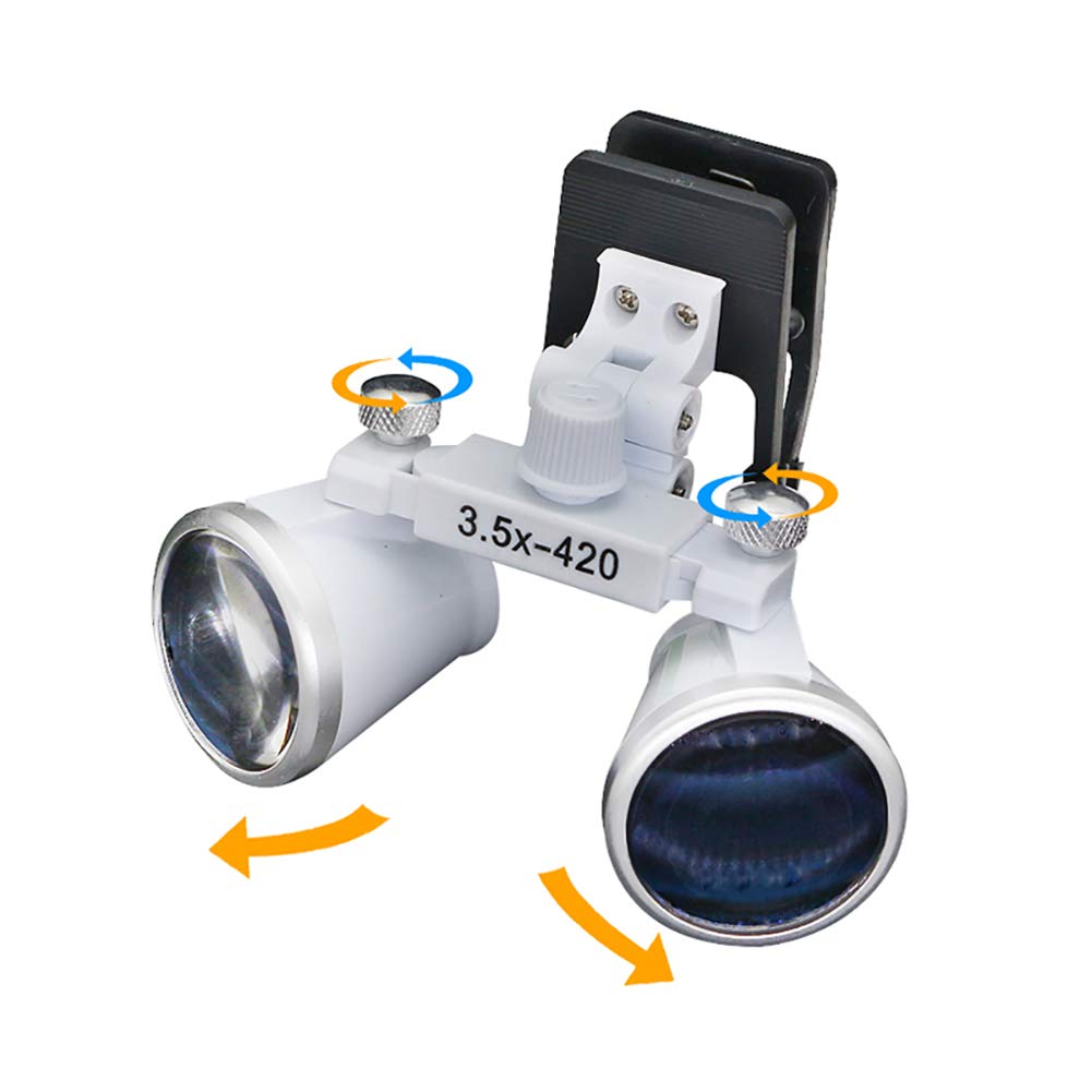 Lupa Binocular de 3,5 x 420 mm con Clip, Lupa de Laboratorio con Cabezal de Aumento y Clip para Gafas comunes.,