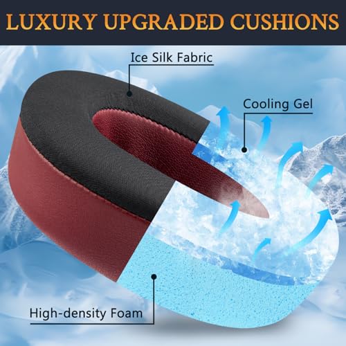 Image of SOULWIT Cooling-Gel Replacement Earpads for Steelseries Arctis Nova Pro Wireless /Arctis Nova Elite Headphones, Ear Pads Cushions with High-Density Noise Isolation Foam, Added Thickness - Burgundy