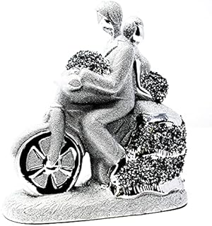 Crystal Crushed Diamonds Silver Bling Sparkle Ornament Bride Grooming Beautiful Couple Statue, Couple On Bicycle Display For Handmade Craft Wedding Anniversary, Christmas Birthday Present, Home Décor