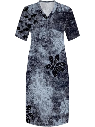 Image of SUZONANA Womens Plus Size 3D Denim-Print Fashion Maxi Dresses Casual Soft Tshirt Dress