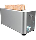 Cecotec Tostadora YummyToast Extra Double. 1400 W, Doble Ranura Larga, 4 Tostadas, Acabado en Acero Inoxidable, 5 Niveles Potencia, 2 Funciones preconfiguradas
