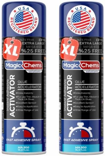 Magic Chems Super Glue Accelerator, CA Glue Activator, 2 Pack-16.9 fl oz
