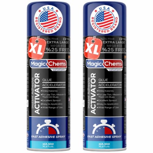Magic Chems Super Glue Accelerator, CA Glue Activator, 2 Pack-16.9 fl oz