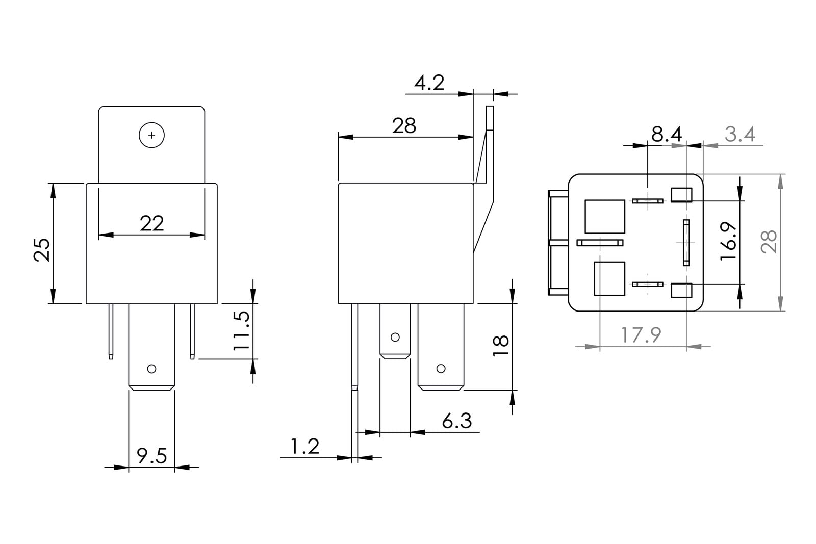 Image secondaire de Bosch 0986Ah0080 Relais de Puissance 12V 20A, 5 Terminaux, Ip5K4, Résistance aux Températures Allant de -40° C À 125° C