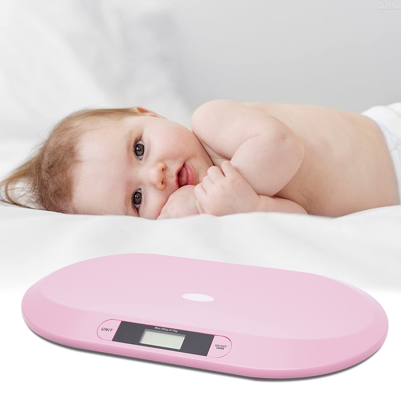 Báscula de bebé, báscula digital precisa para bebé, con pantalla LCD, rosa, pesa de animales multiusos, adecuada para pesar objetos menos de 20 kg, es adecuada para pesar bebés, gatos, perros, etc