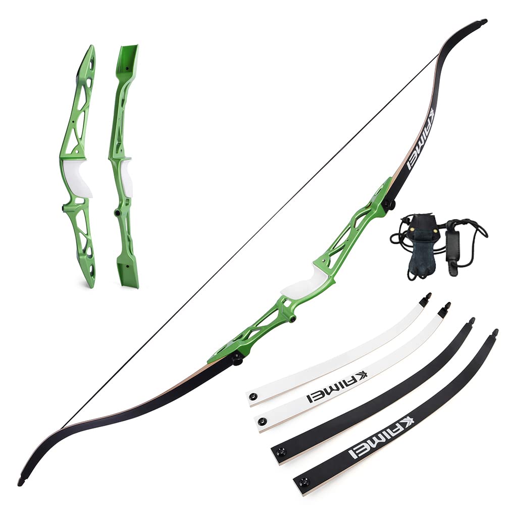 surwolf 66" 68" 70" Archery Competition Recurvebow 12-40 lbs Target Longbow Takedown Recurve Bow Huntingbow for Right Hand（green，70"-30lbs）