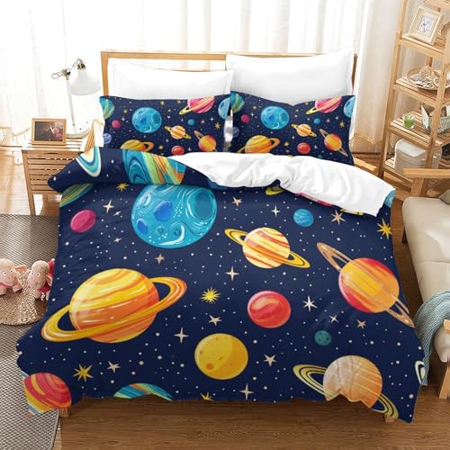 Parure de lit galaxie 260x220 cm avec housse de couette zippée en microfibre - 2