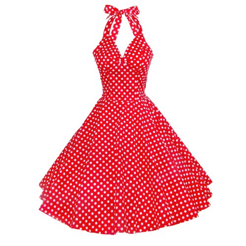 Maggie Tang Vintage Women's 1950s dots Rockabilly Size M Color Red White