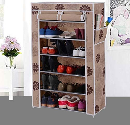 Image of CMerchants Smart Buy Home Utility Portable Space Saving 6 Layer Shoe Rack Organizer Stand Flower (Polypropylene;Alloy Steel)