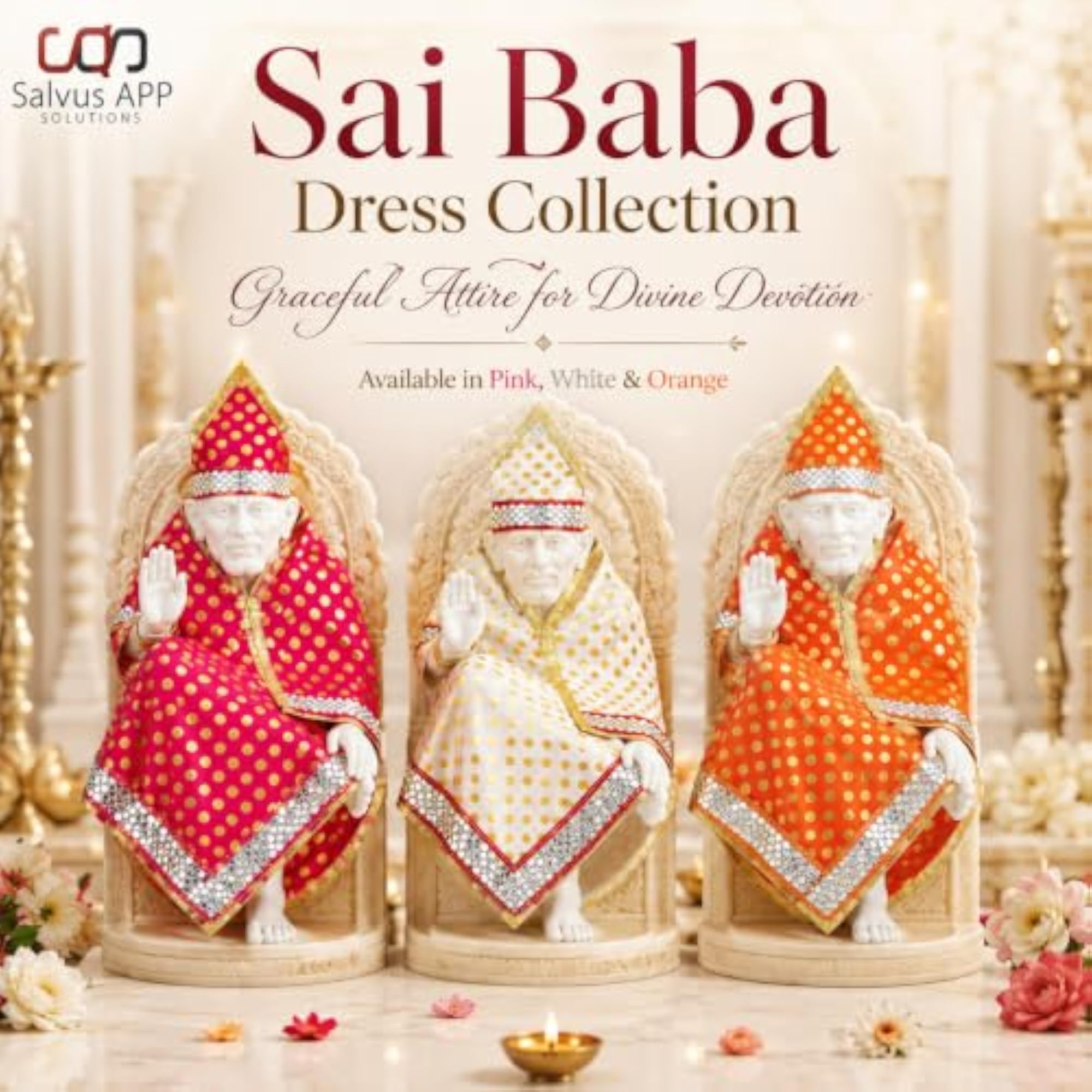 Handcrafted Pink Sai Baba Medium Size Vastra