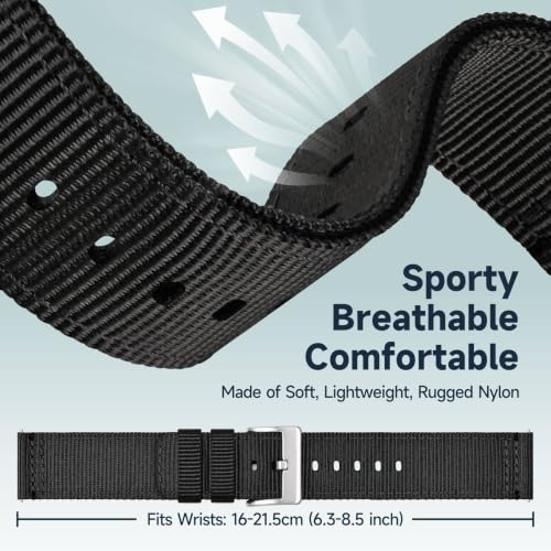 Image of WOCCI Nylon Watch Bands, Contrast Woven Design, Quick Release, Stainless Steel Buckle, Band Width 20mm 22mm 24mm 26mm
