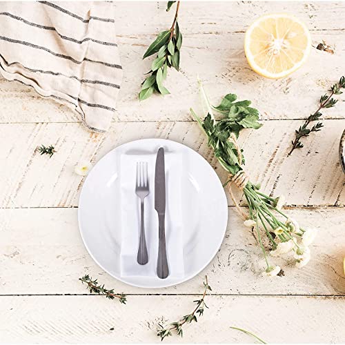 Image of Cotton Mercerised Dining Table Napkins, Set of 4, Solid Plain Colour, Heavy Weight,More Than 2 cm Mitered Hem,Washable at 40C (White, 45 X 45 Cms)
