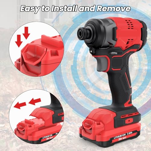 Image of 2Pack V20 Lithium ion Batteries Replacement for Craftsman 20V Battery, 3.6-Amp Hour Compatible with Craftsman 20Volt Max CMCB202 CMCB201 CMCB204 CMCB206 CMCB209 Power Tool Battery(Red)