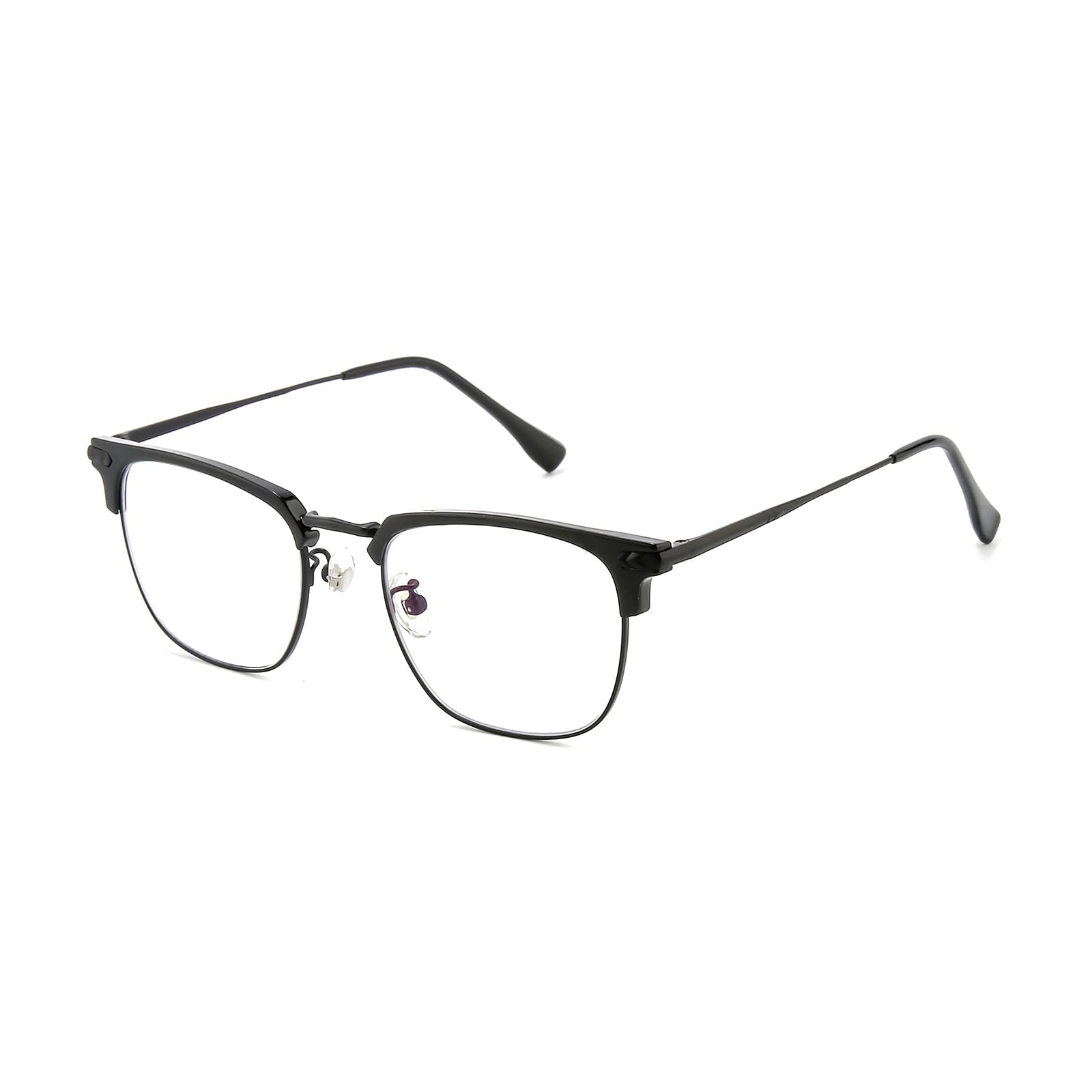 Blue Light Blocking Glasses for Men Metal Browline Computer Gaming Glasses Filter Blue Ray (Black Frame)