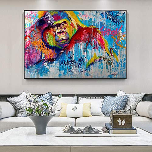 Singe gorille graffiti toile murale pour revitaliser mur blanc