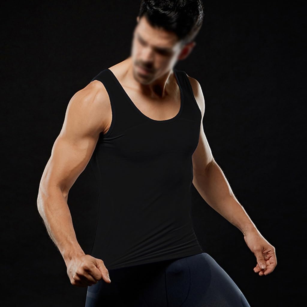 HLTYGWX Męska bielizna modelująca Bezszwowa, ukryta podkoszulka pod biustem Kompresja biustu Talia Trener Tank Top