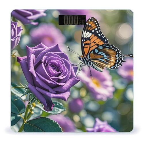 Báscula Digital de Baño con Diseño Mariposa y Vidrio Templado miniatura 1