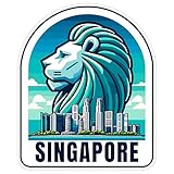 Singapore Sticker 4 Inch City Travel Souvenir Destination - Waterproof Vinyl Decal for Laptop Water Bottle Car Tumbler - Durable Aesthetic Long-Lasting Stickers for Adults ID44990