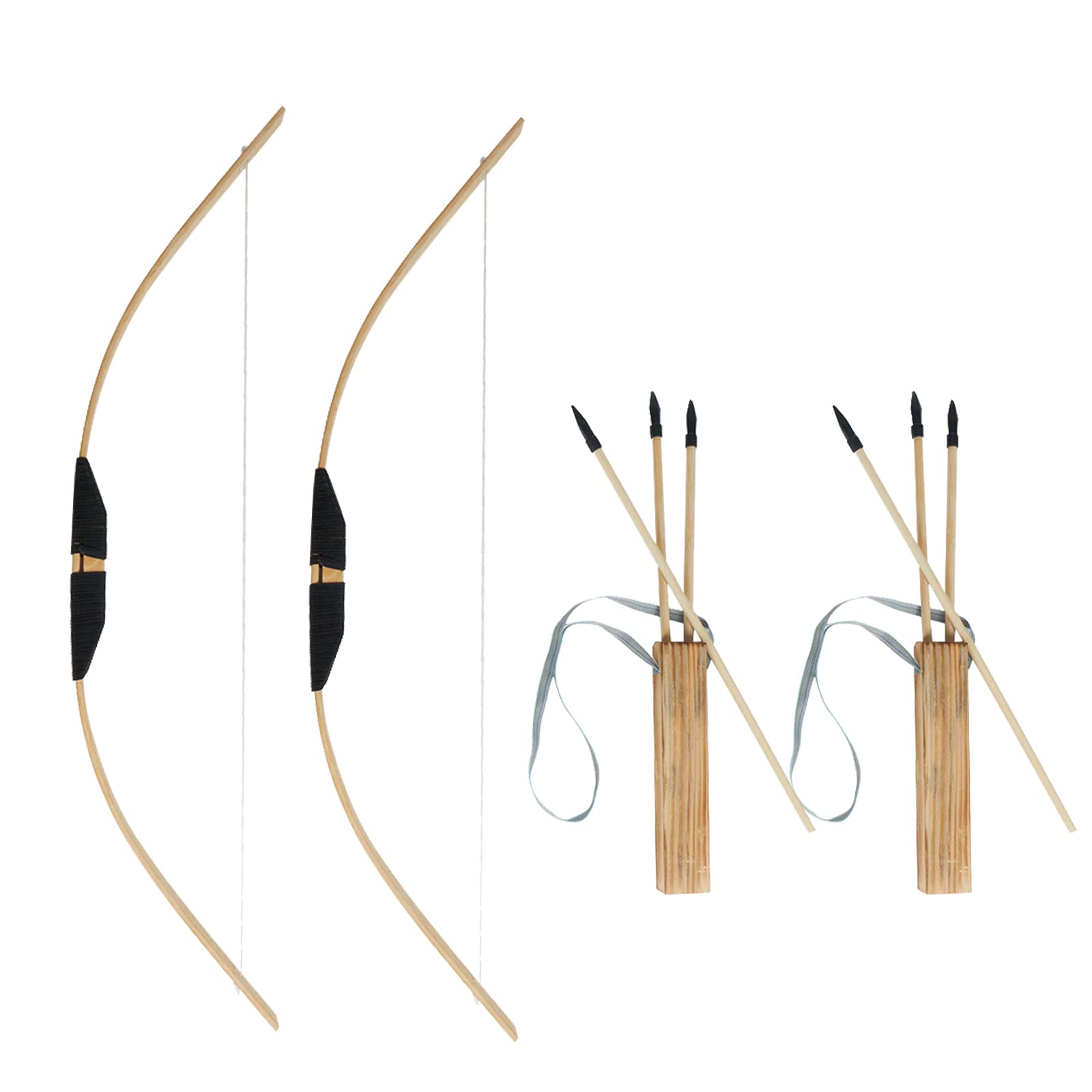 Toparchery Wooden Bow and Arrow Set for Youth Beginners Youth Long Bow Archery Set Kit with 3pcs Wooden Arrows Practice Bow (70cm)