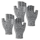 COOLJOB 2 Paar Fingerlose Handschuhe Herren Damen, Warme Ohne Finger Strickhandschuhe, Rutschfeste Handschuhe für Arbeiten im Haus und Sport im Freien (Schwarz & Weiß, Größe L)