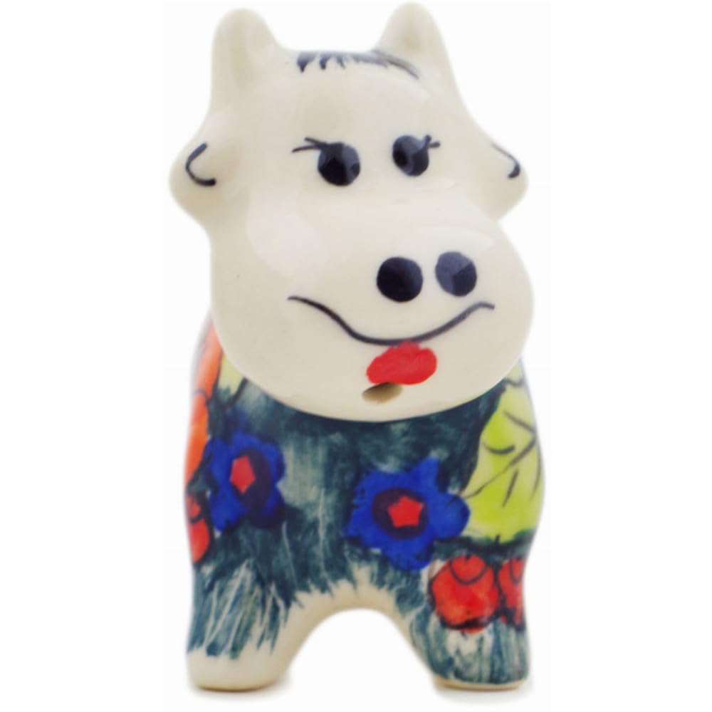 Authentic Polish Pottery Cow Shaped Creamer Signature UNIKAT in Butterfly Splendor Design Handmade in Boles?awiec Poland by Ceramika Bona + Certificate of Authenticity