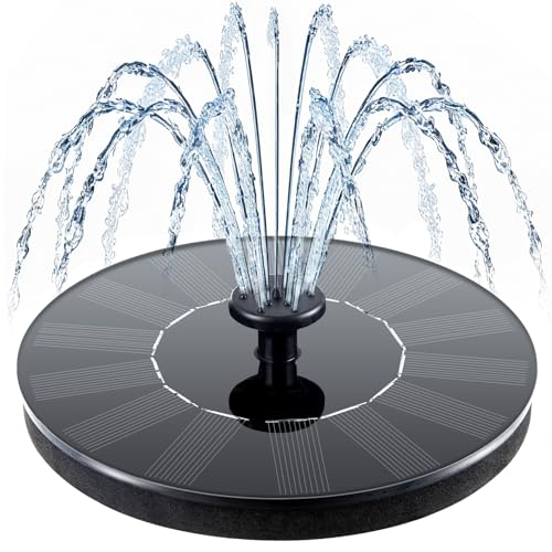 Mademax Solar Bird Bath Fountains, Upgrade 1.4W Solar Fountain Pump with 6 Nozzles, Free Standing Floating Solar Powered Water Fountain Pump for Bird Bath, Garden, Pond, Pool, Outdoor