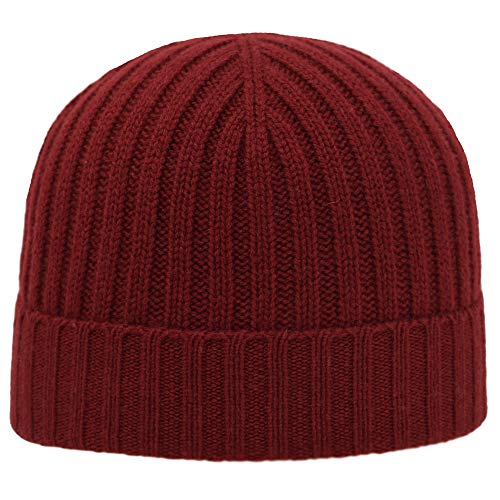 MELEGARI Bonnet Beanie Verona | 100 % Cashmere | Fabriqué en Italie | Unisexe - Rouge - Taille Unique Cover