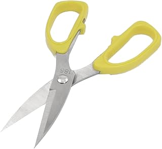 Aexit Plastic Yellow Hand Tools Handle Grip Paper Craft Scissors 7.3
