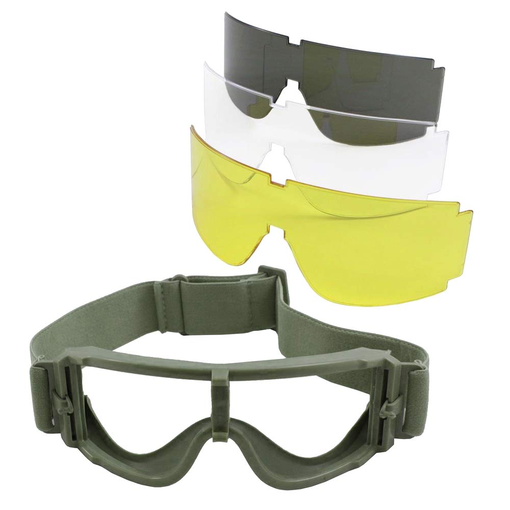 Lunettes tactiques de sécurité pour airsoft, anti-buée, anti-UV, avec 3 verres interchangeables pour sports de plein air, tir, chasse, paintball, équitation, cyclisme