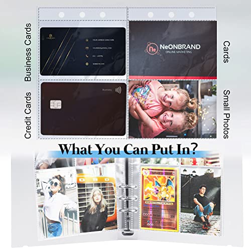 30 Sheets [Double-Side] A5 Binder Inserts 6 Ring Photocard Sleeves, 3X5 Plastic Card Page Protector Holder For Baseball Sports Game Trading Card Storage, 240 Pockets [4X2X30] Clear #TOP2