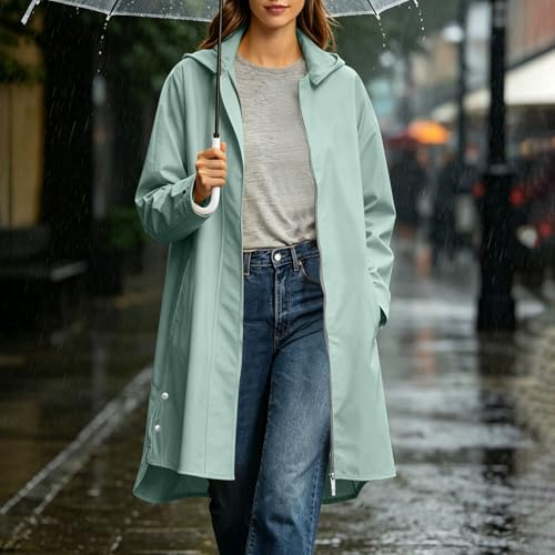 Chaqueta impermeable de mujer ligera con bolsillo lateral cómodo 3