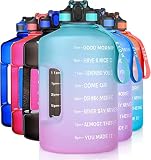 ETDW Sportflasche 2.2Liter mit Griff, 2200ml Motivierend Wasserflasche mit Zeitmarkierung, 2.2L Trinkflasche mit Strohhalm BPA-frei für Camping, Yoga, Gym and Outdoor GRÜN ROSA