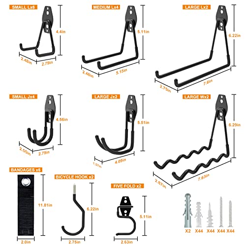 Glesun 30 Pack Garage Hooks With Extension Cords Organizer, Heavy Duty Utility Wall Mount Hooks Garage Organization, Bike Hanger, Tool Organizer For Ladder, Garden And Power Tools, Chairs, Ropes #TOP1