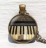 Piano Halskette, Vintage Klavier, Pianist Musiker, Klavier Tastatur Anhänger
