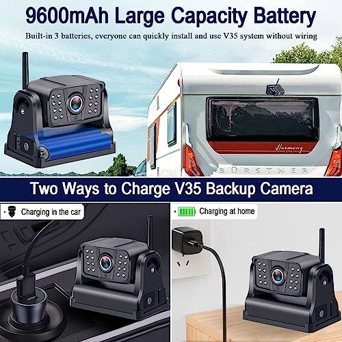 DoHonest Wireless Backup Camera Magnetic: Scratch-Proof Truck Trailer Hitch Rear View Camera HD 1080P No Wiring No Drilling Rechargeable 5 Inch Monitor System for Car RV Camper -V35 - Image 3