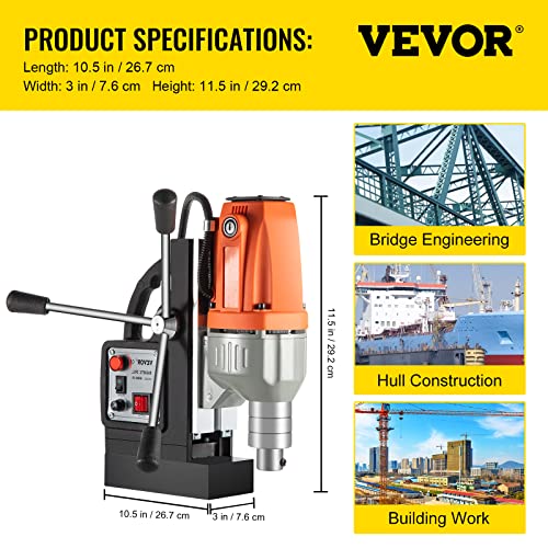 Mophorn 980W Magnetic Drill Press With 1-1/3 Inch (35Mm) Boring Diameter Magnetic Drill Press Machine 2700 Lbs Magnetic Force Magnetic Drilling System 680 Rpm Portable Electric Magnetic Drill Press #TOP6