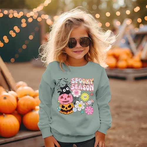 MODNTOGA Baby Boy Girl Spooky Season Crewneck Sweatshirt Halloween Black Cat Pumpkin Graphic Shirt Long Sleeve Pullover Tops2