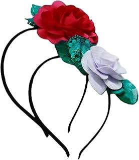 2 طوق شعر شريط رأس نمط وردة حمراء وبيضاء رائعة للبنات والفتيات ,فوميز عصابات رأس أنيقة للنساء, ربطات رأس للبنات من الورد الأحمر والأبيض