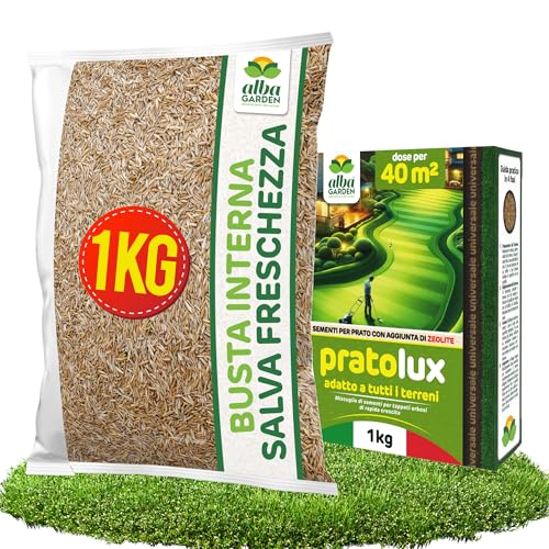 Albagarden - Semi Prato Universale Resistente - 40m² - Per Zone Ombreggiate e Soleggiate - Sementi...