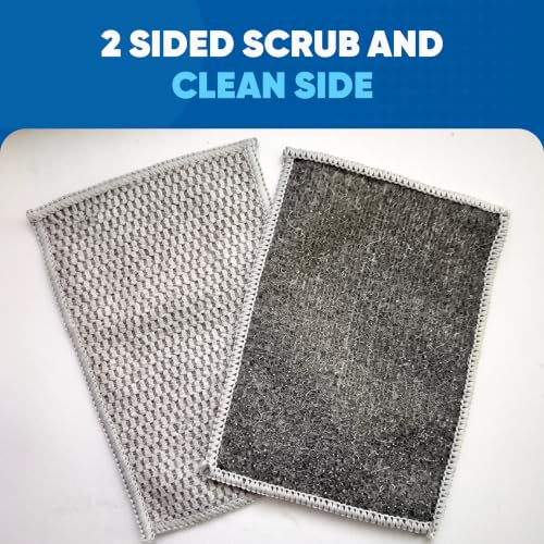 Image of Microfiber Wholesale Scrubber Cloths (6 Pack) - Scrub Without Scratching, Safe for Non-Stick, Stainless Steel & Glass - Two-Sided 4 inchx6 inch Dish Scrubbing Cloths for Baked-On Food, No Sponge Smell