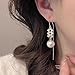 Eviarli Boho Pearl Dangle Earrings Crystal Threader Drop Earrings Gold Ear Line Earrings Jewelry for Women and Teen