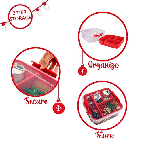 Simplify 25522-RED 5 Compartment Gift Supply Storage Box | 2 Tier Box thumb #3