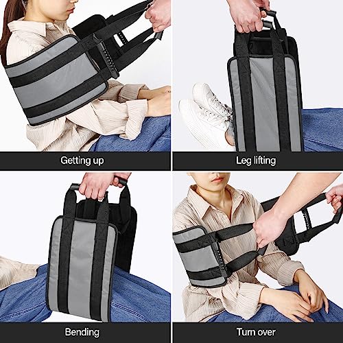 Transfer Nursing Sling for Patient,49.5\'\' Non-Slip Gait Belt with Padded Handles,Gait Belts Transfer Belts for Seniors,Mobility Standing and Lifting Aid for Disabled, Elderly, Injured Pet (Grey)